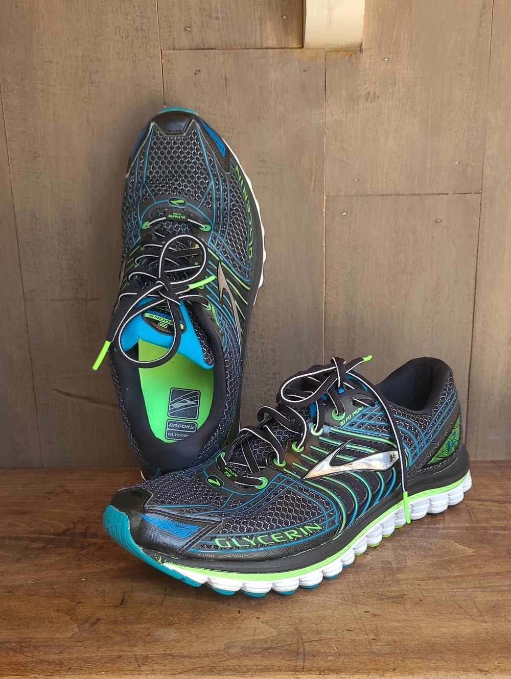 Brooks Glycerin 12 Running Shoe Men's sz 13M Neon Green/Black Athletic Sneaker